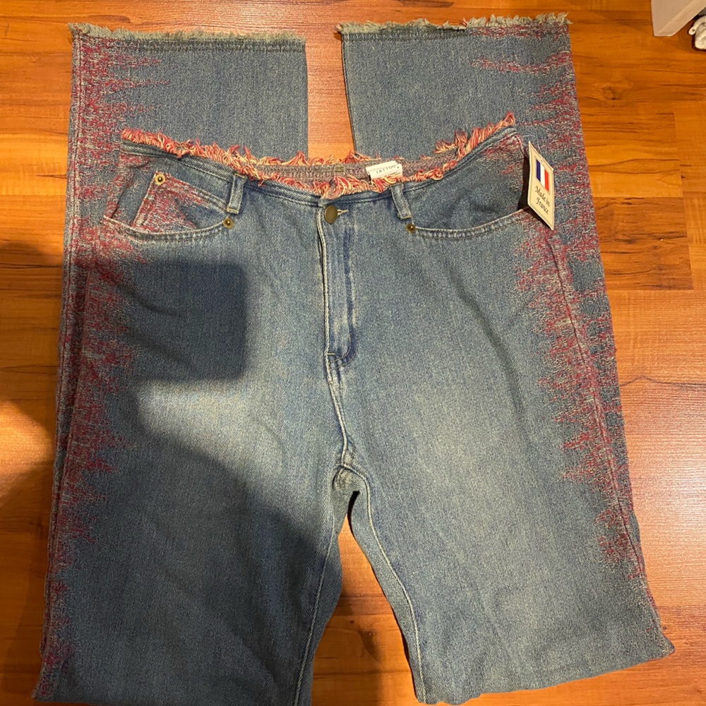 Stylish Blue Denim jeans with Red Accents